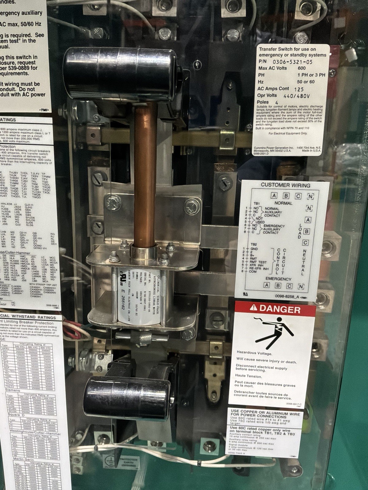 125 Amp. Cummins #OTECA-7644953, transfer switch, 480 Volts, 4 Pole, 60 Hz - Image 9