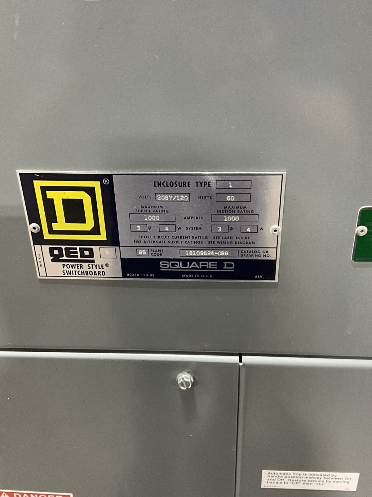 1000 Amps, Square D 18109624-089, Switchboard, 208 Volts, 3 Phase, 4 Wire - Image 6