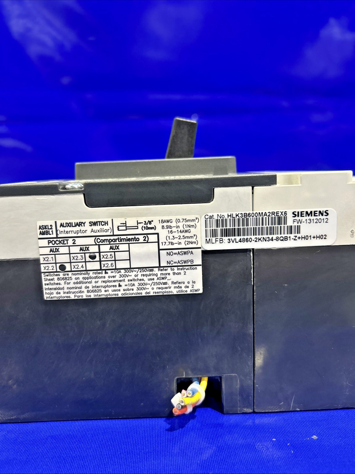 600 Amps, Siemens #HLK3B600MA2REX6, circuit breaker, 600 Volts, 3 Pole - Image 7