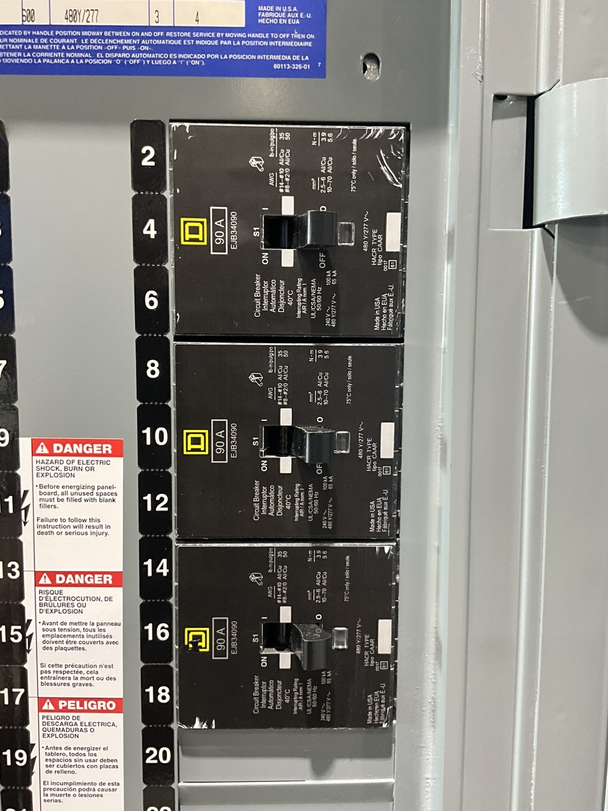 600 Amp. Square D 12-13605291-034, NF MLO Panelboard, 480 Volts, 3 Phase, 4 Wire - Image 6