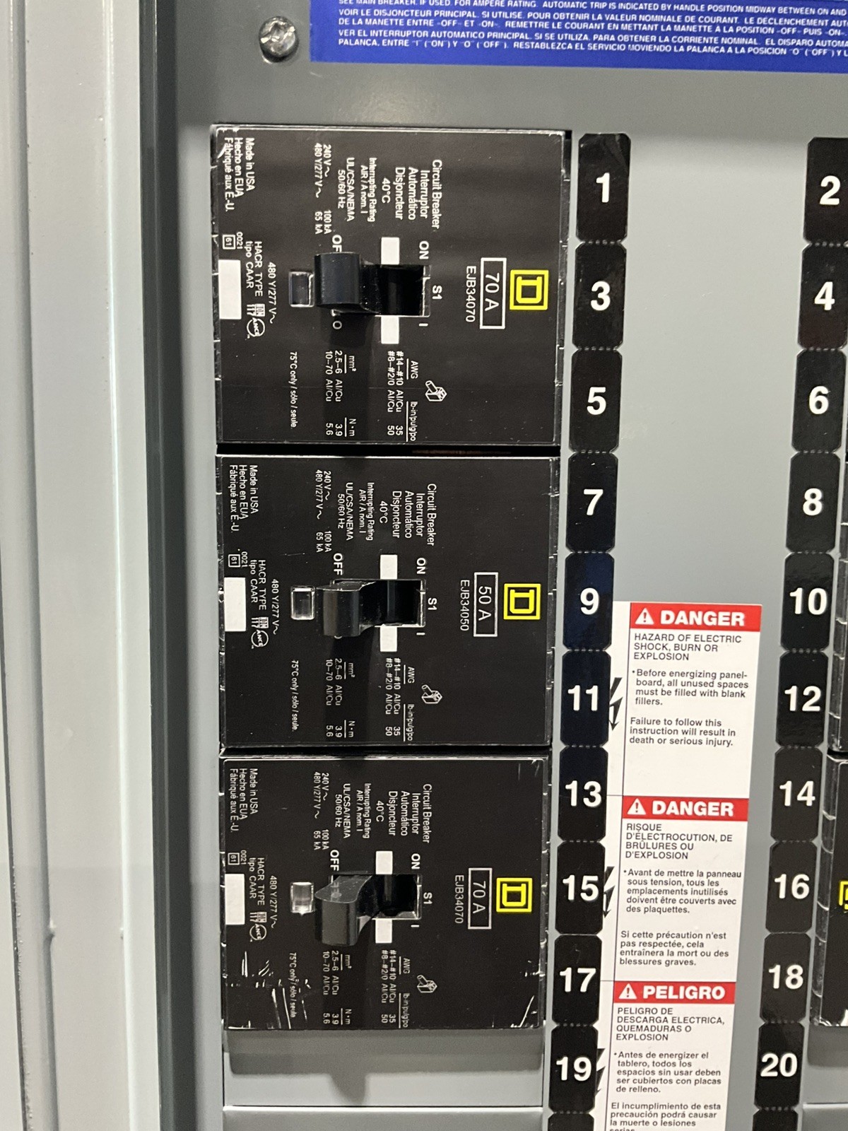 600 Amp. Square D 12-13605291-034, NF MLO Panelboard, 480 Volts, 3 Phase, 4 Wire - Image 7
