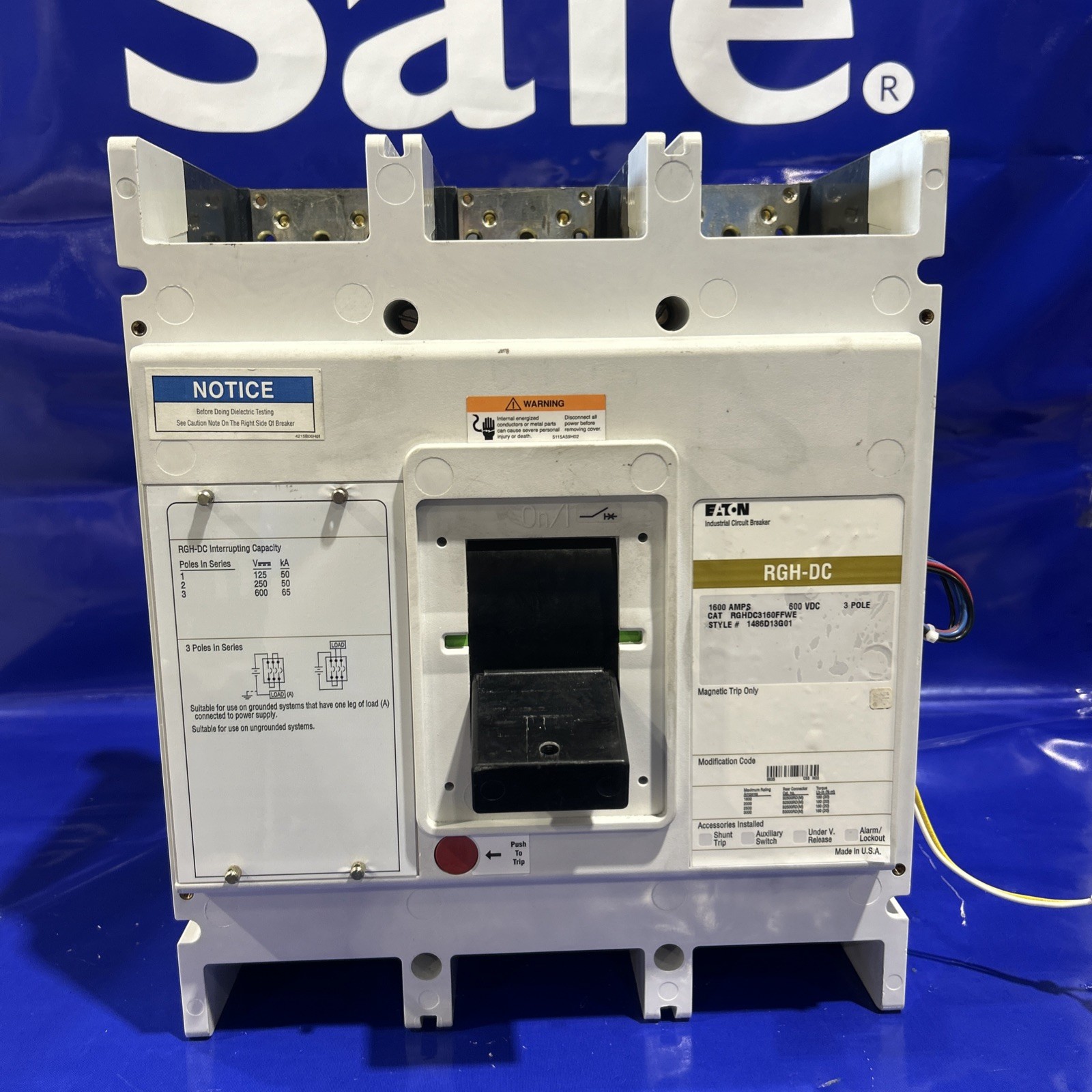 1600 Amps, Eaton #RGHDC3160FFWE, molded case DC circuit breaker, 600 Volts - Image 4