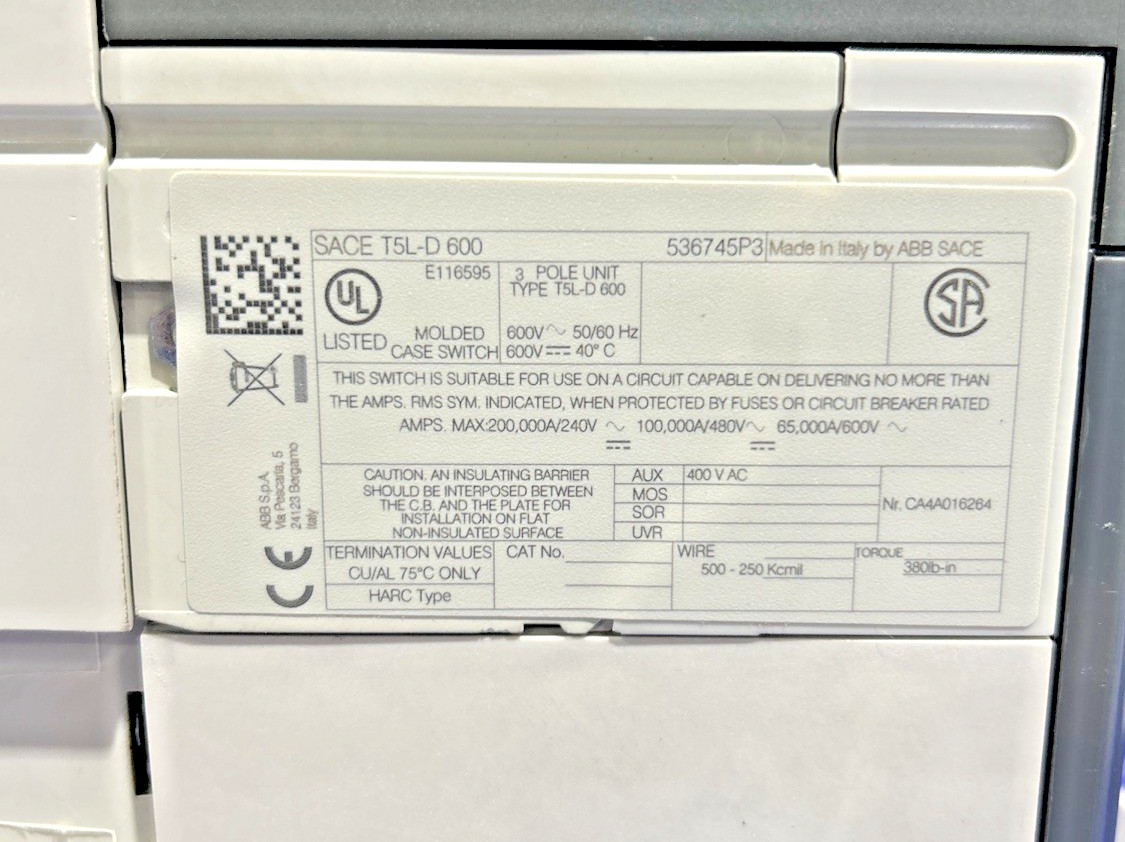 600 Amps, ABB #T5L-D, circuit breakers, 600 Volts, 3 Pole, LOT of 15, (11) 600 Amp and (4) 400 Amp T5L 400 - Image 3