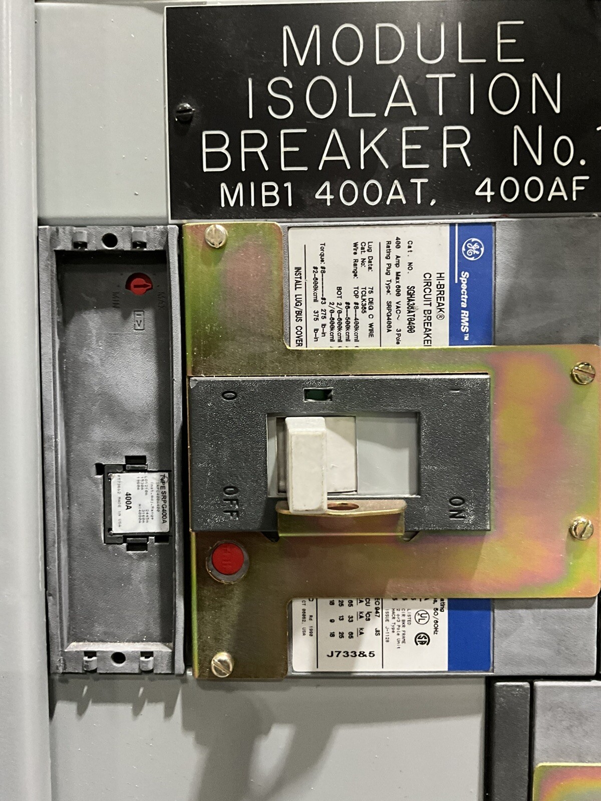 800 Amp. General Electric PP12277, Maintenance Bypass Panelboard, 480 Volts, 3 Phase, 4 Wire - Image 6