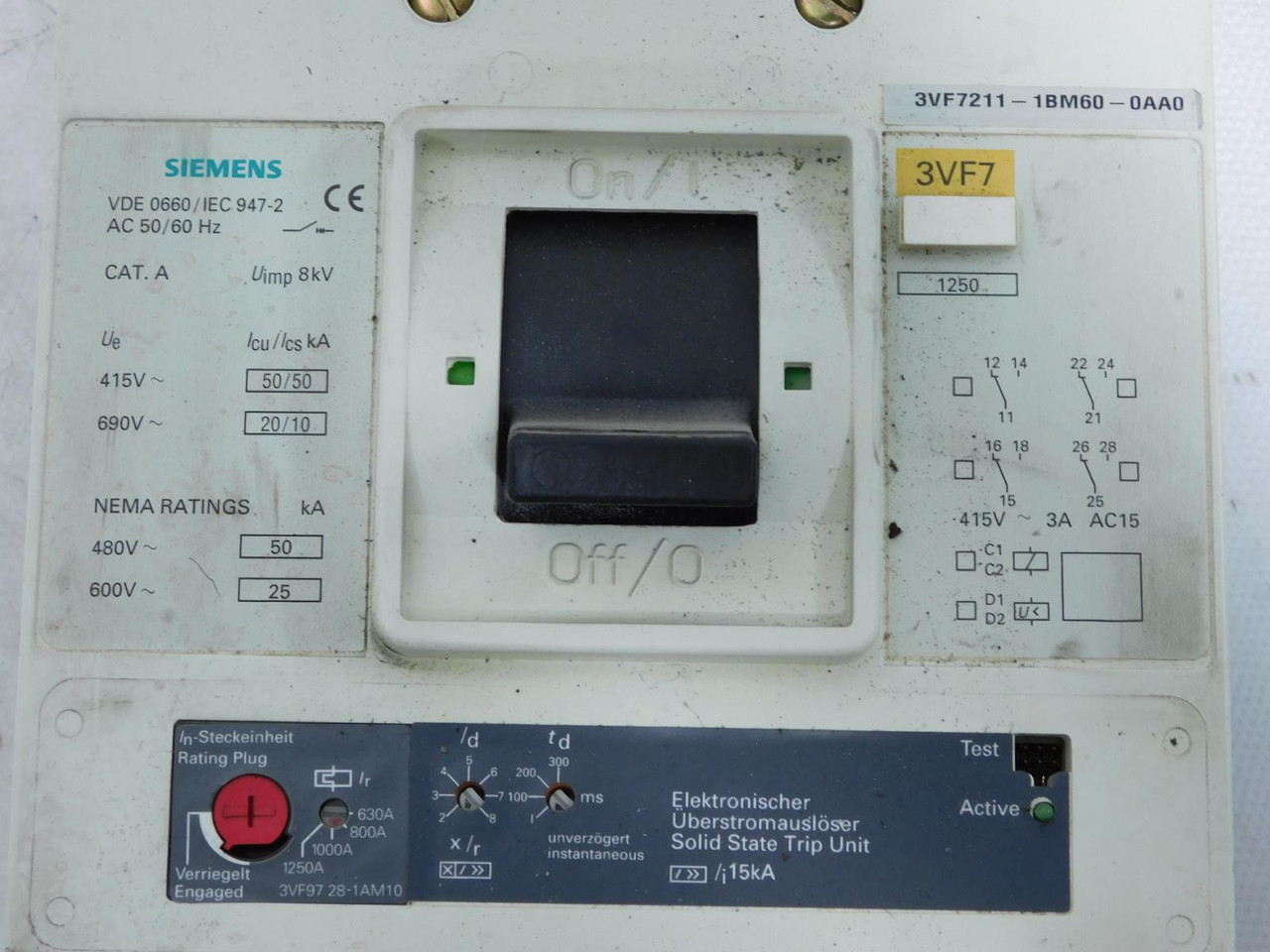 60 Amp, Siemens #3VF7211-1BM60-0AA0, circuit breaker, 3-pole, 690 VAC, 10 kA Icu @ 690 Volts - Image 8