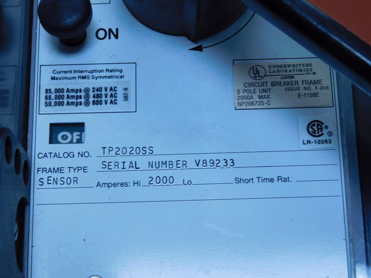 2,000 Amp, General Electric #TP2020SS, circuit breaker, 3-pole, 600 VAC, RMS-9 trip - Image 10