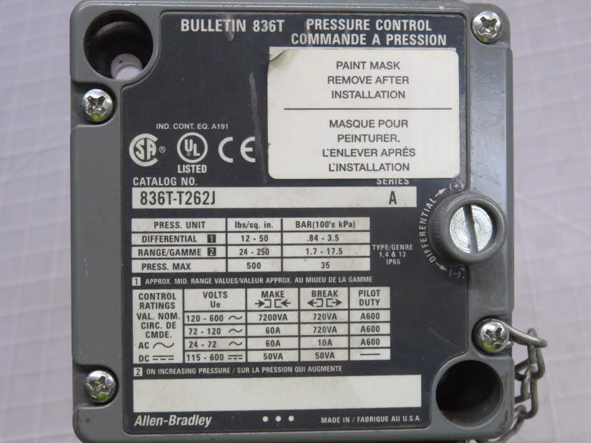 Allen-Bradley #836T-T262J, Pressure Switch - Image 4