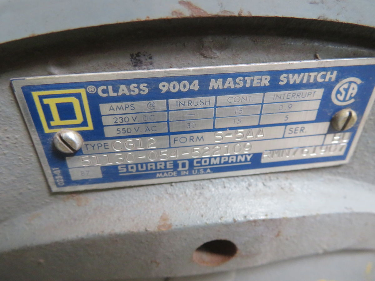 Square D #CG12, Class 9004 Master Switch - Image 9