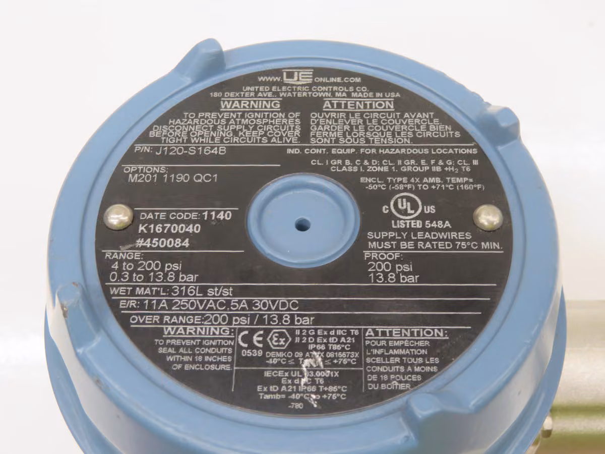 United Electric #J120-S164B, pressure switch (3 availab - Image 4