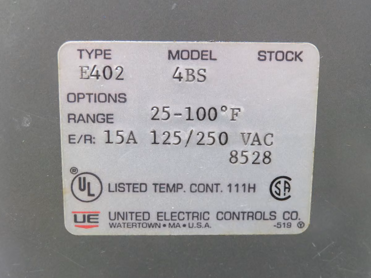 United Electric #E402, 4BS Temperature Switch - Image 4