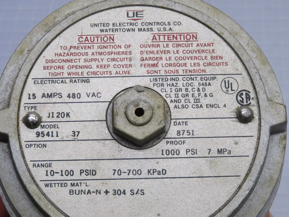 United Electric #95411, 37 temperature switch asse - Image 7