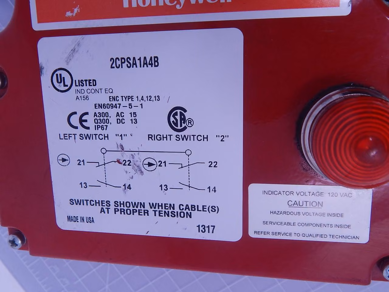 Honeywell #2CPSA1A4B, cable pull safety switch - Image 4