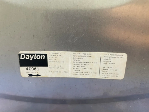 22" Dayton #4C901, four blade condenser fan, 35 pitch, 1140 max. RPM - Image 4