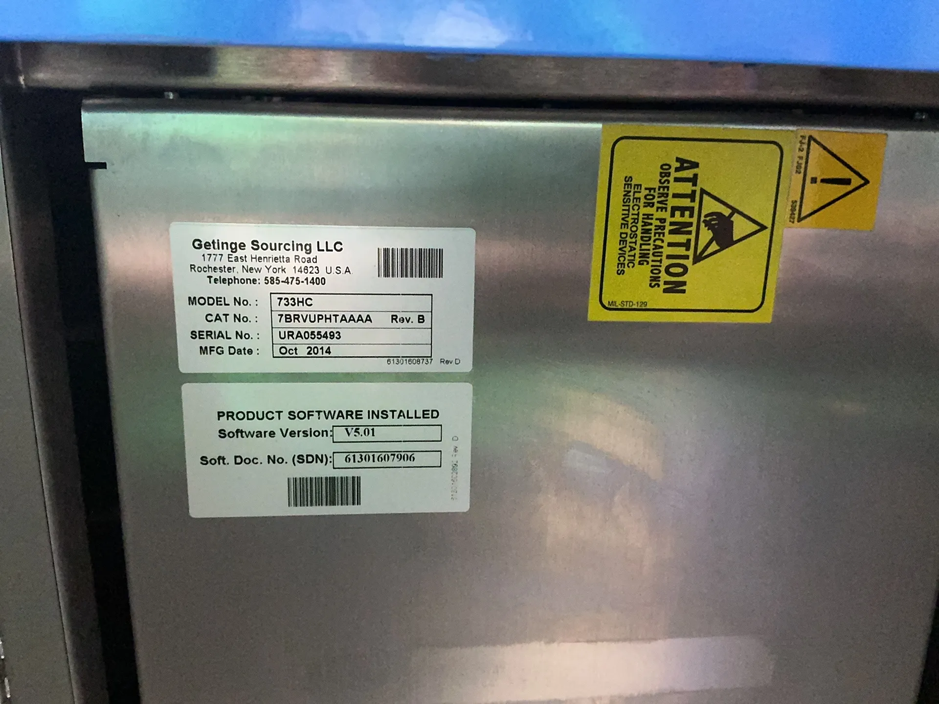 Getinge #733HC, Vacuum/Gravity Steam Sterilizer, 60" x 26" x 36" chamber, 10 A, 115 V., 2014 - Image 5