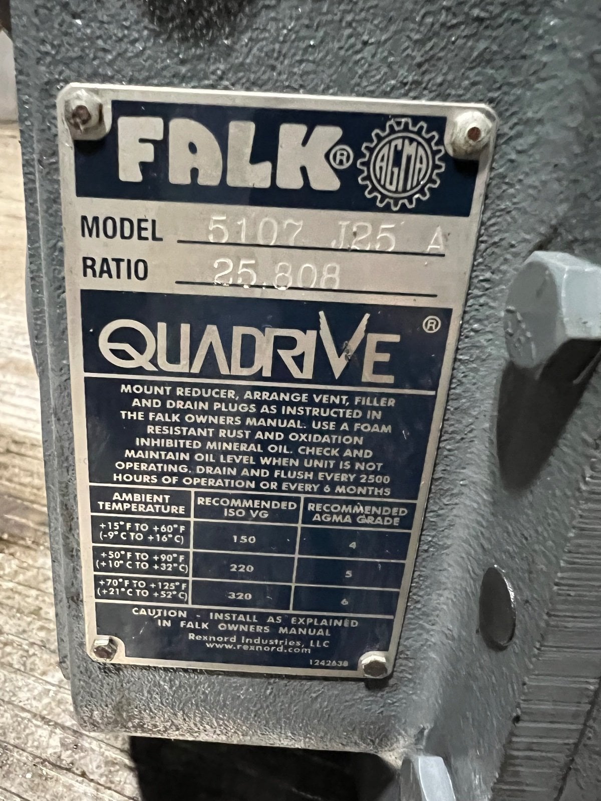 Falk #5107J25A, Quadrive shaft mount speed reducer, 25.80 :1 ratio - Image 3