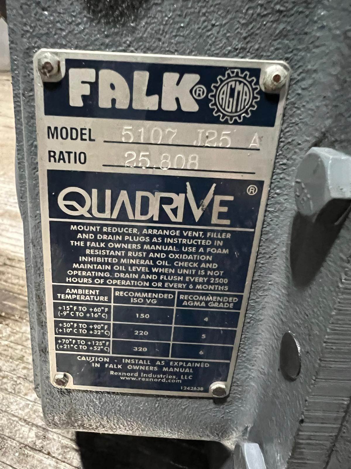 Falk #5107J25A, Quadrive shaft mount speed reducer, 25.80 :1 ratio - Image 2