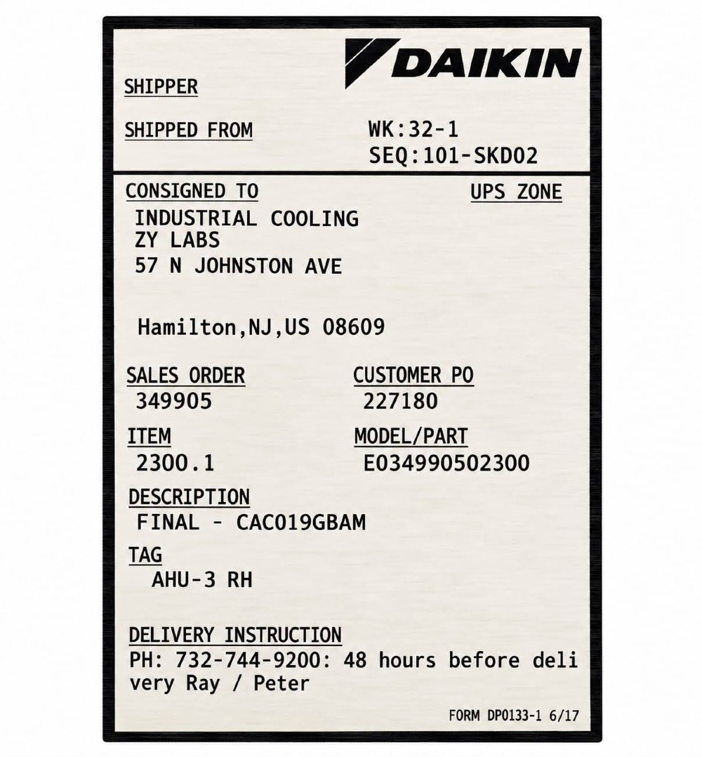 New Daikin Applied 25 Ton 460v Complete Split System R410A Condenser & Indoor Modular Air Handler (DX AHU) - Image 9