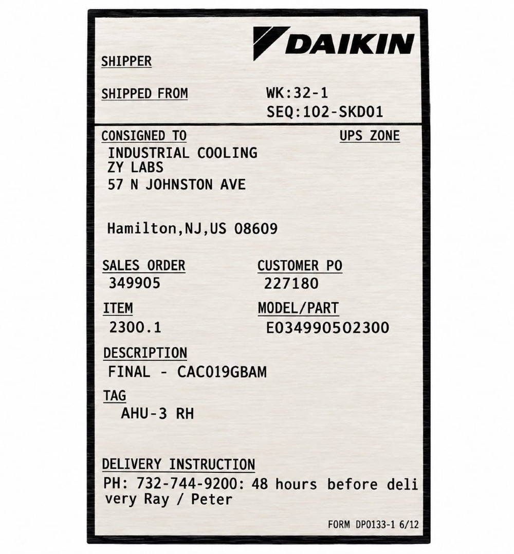 New Daikin Applied 25 Ton 460v Complete Split System R410A Condenser & Indoor Modular Air Handler (DX AHU) - Image 10