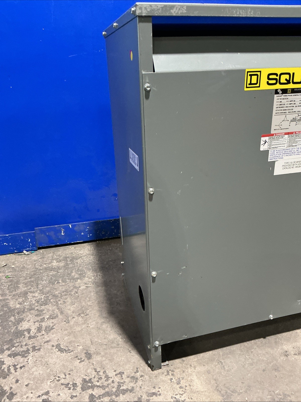 75 KVA 480 Primary, 208Y/120 Secondary, Square D EE75T3H, Dry Type Transformer, 3PH, 60 Hz - Image 3