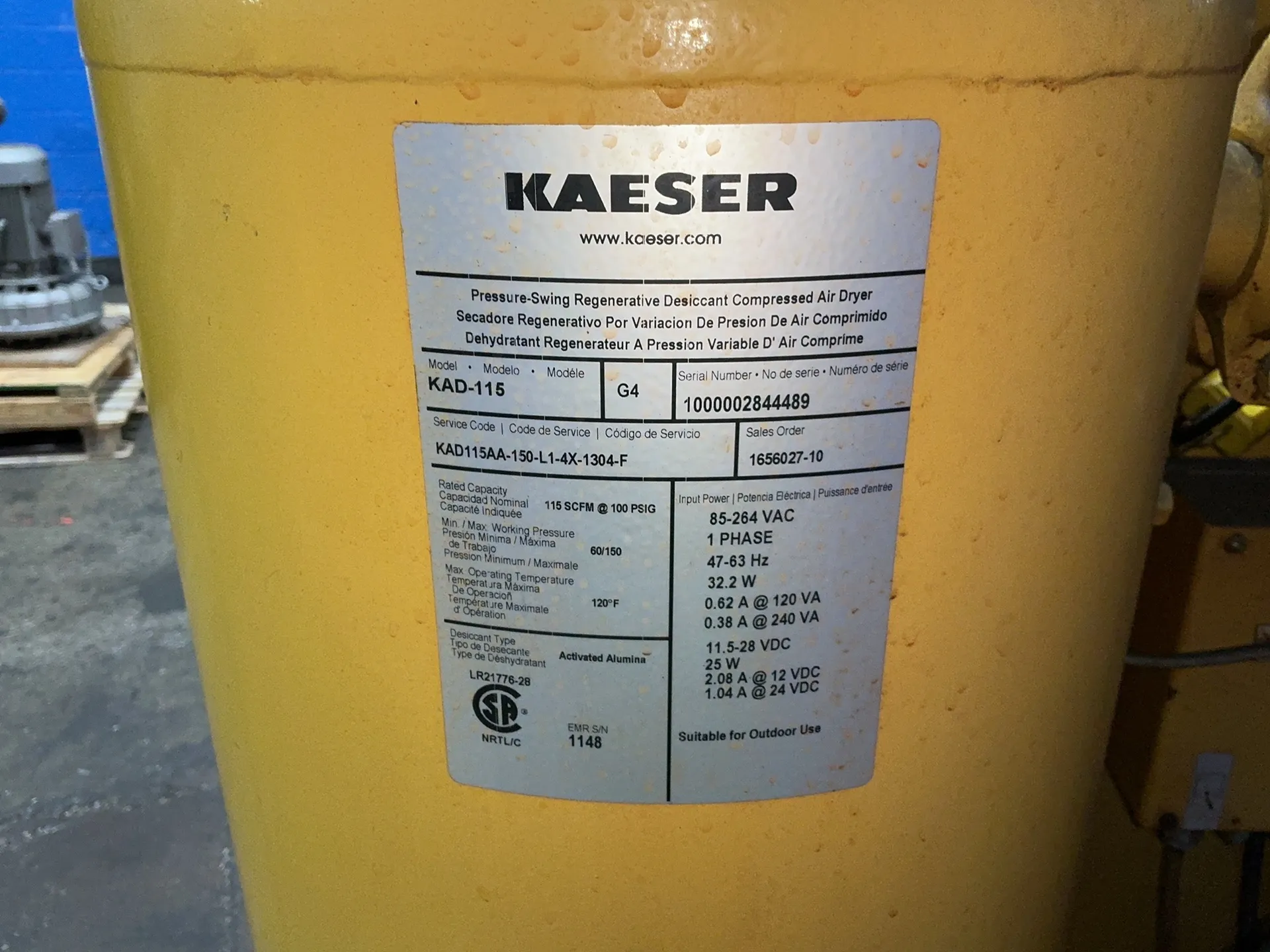 115 SCFM, Kaeser #KAD-115, pressure-swing regenerative desiccant compressed air dryer, 150/60 PSI, 32.2 - Image 5
