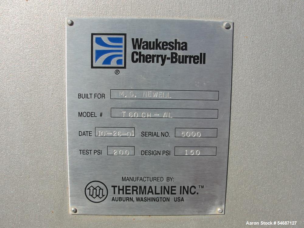 549 sq.ft., Waukesha Cherry Burrell #T60CH-AL, Plate Heat Exchanger, Stainless Steel, 150 psi, (2) 4" - Image 5