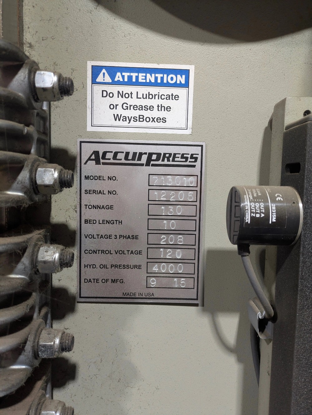 130 Ton, Accurpress #713010, 3 Axis, Accurpress CNC Control, 10' overall, 100" between housing, 2015 - Image 2