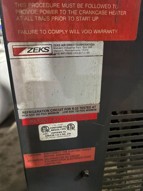 ZEKS #HEATSINK, refrigerated compressed air dryer, R-22 - Image 9