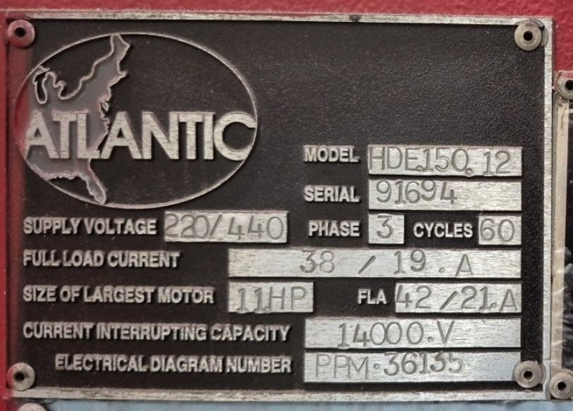 150 Ton, Atlantic #HDE.150.12, hydraulic press brake, 12' overall, 122" between housing, 4.72" stroke, 9.8" - Image 6