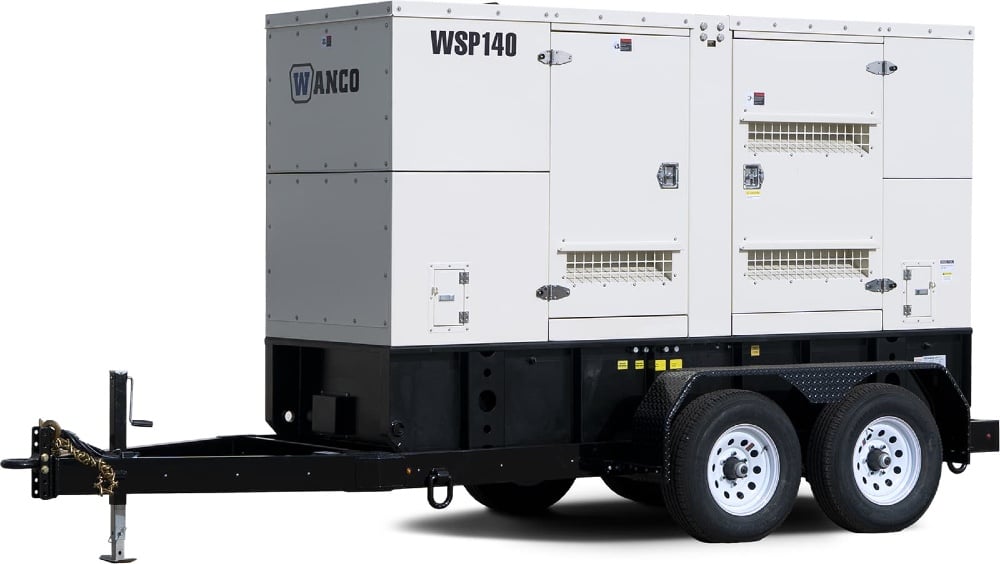 100 KW Wanco #WSP140, diesel generator set, trailer mounted, 277/480 Volts, Tier 4F, sound attenuated - Image 1