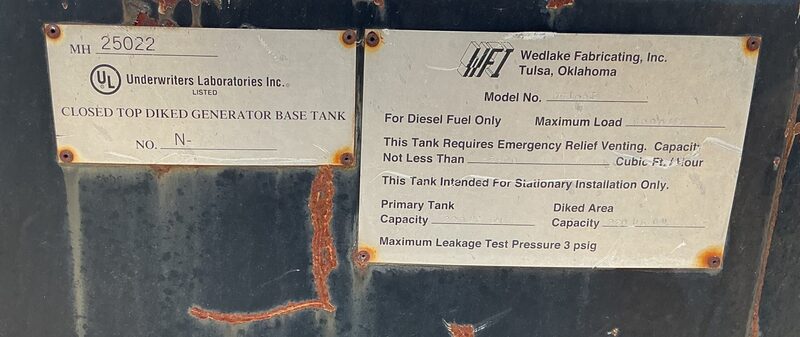 200 gallon Wedlake #761, UL fuel tank base, 33" W x 72" L x 36" H, 20000 lb. max. load - Image 5