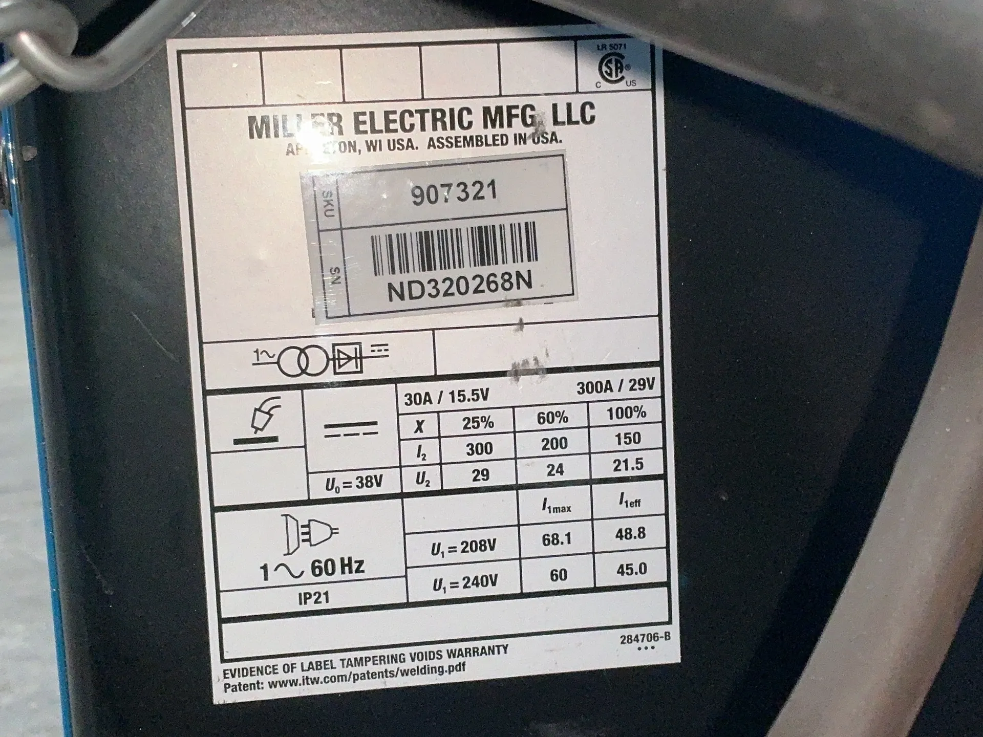 Miller #MILLERMATIC-252, welder, 200 Amp, 208/240 V., 1 Ph., 60 Hz. (2 available) - Image 6