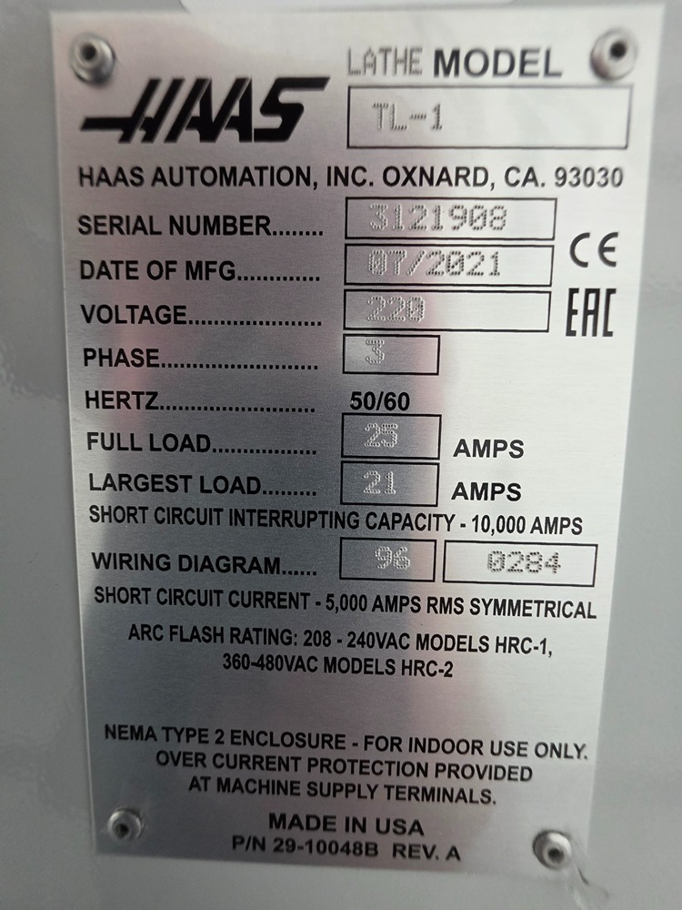 Haas #TL-1, CNC Toolroom Lathe, 8" X, 30" Z, 20" swing, 16" max. cutting diameter, 30" max. cutting length - Image 8